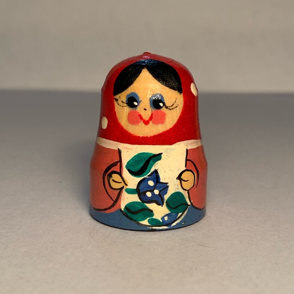 New vintage red matryoshka thimble (shaped)